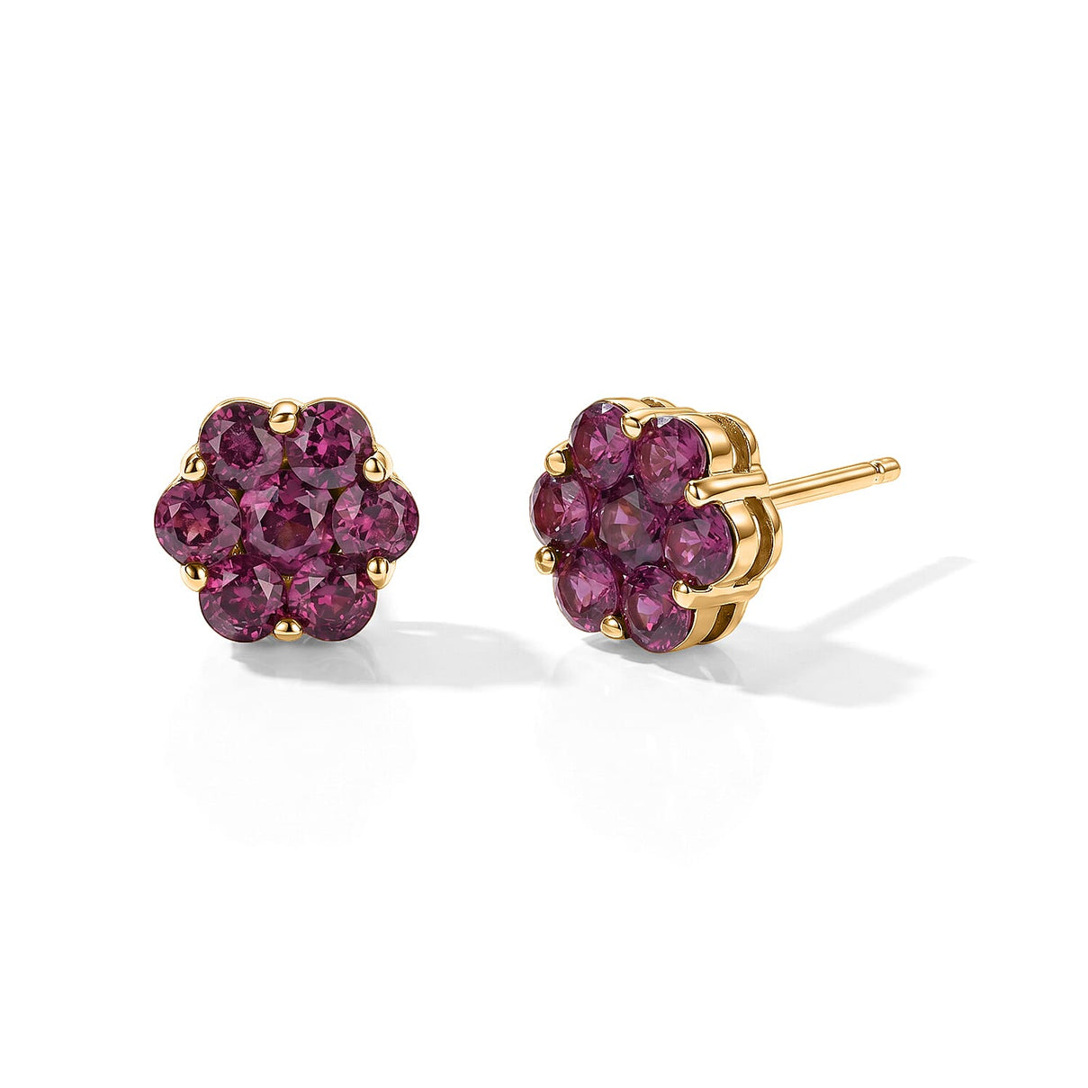 D'Joy - Natural Radiant Ember Garnet Floral Earring with Push Post in Yellow Gold Plated Sterling Silver 2.27 Ct. 8618181 0