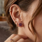 D'Joy - Radiant Ember Garnet Cluster Earring with Push Post in Yellow Gold Plated Sterling Silver 2.27 Ct.