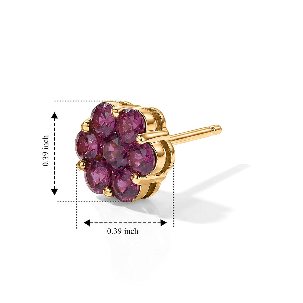 D'Joy - Radiant Ember Garnet Cluster Earring with Push Post in Yellow Gold Plated Sterling Silver 2.27 Ct.