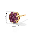 D'Joy - Radiant Ember Garnet Cluster Earring with Push Post in Yellow Gold Plated Sterling Silver 2.27 Ct.