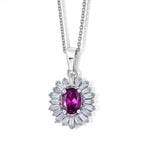 D'Joy - Radiant Ember Garnet & Moissanite Pendant with Chain (Size 20) in Rhodium Overlay Sterling Silver 1.50 Ct.