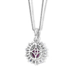D'Joy - Radiant Ember Garnet & Moissanite Pendant with Chain (Size 20) in Rhodium Overlay Sterling Silver 1.50 Ct.