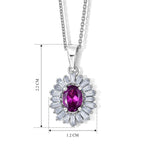 D'Joy - Radiant Ember Garnet & Moissanite Pendant with Chain (Size 20) in Rhodium Overlay Sterling Silver 1.50 Ct.