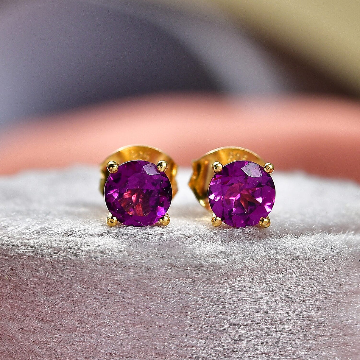 Natural Royal Ember Garnet Solitaire Stud Earring with Push Back in Yellow Gold Plated Sterling Silver 1.31 Ct 8423018 2