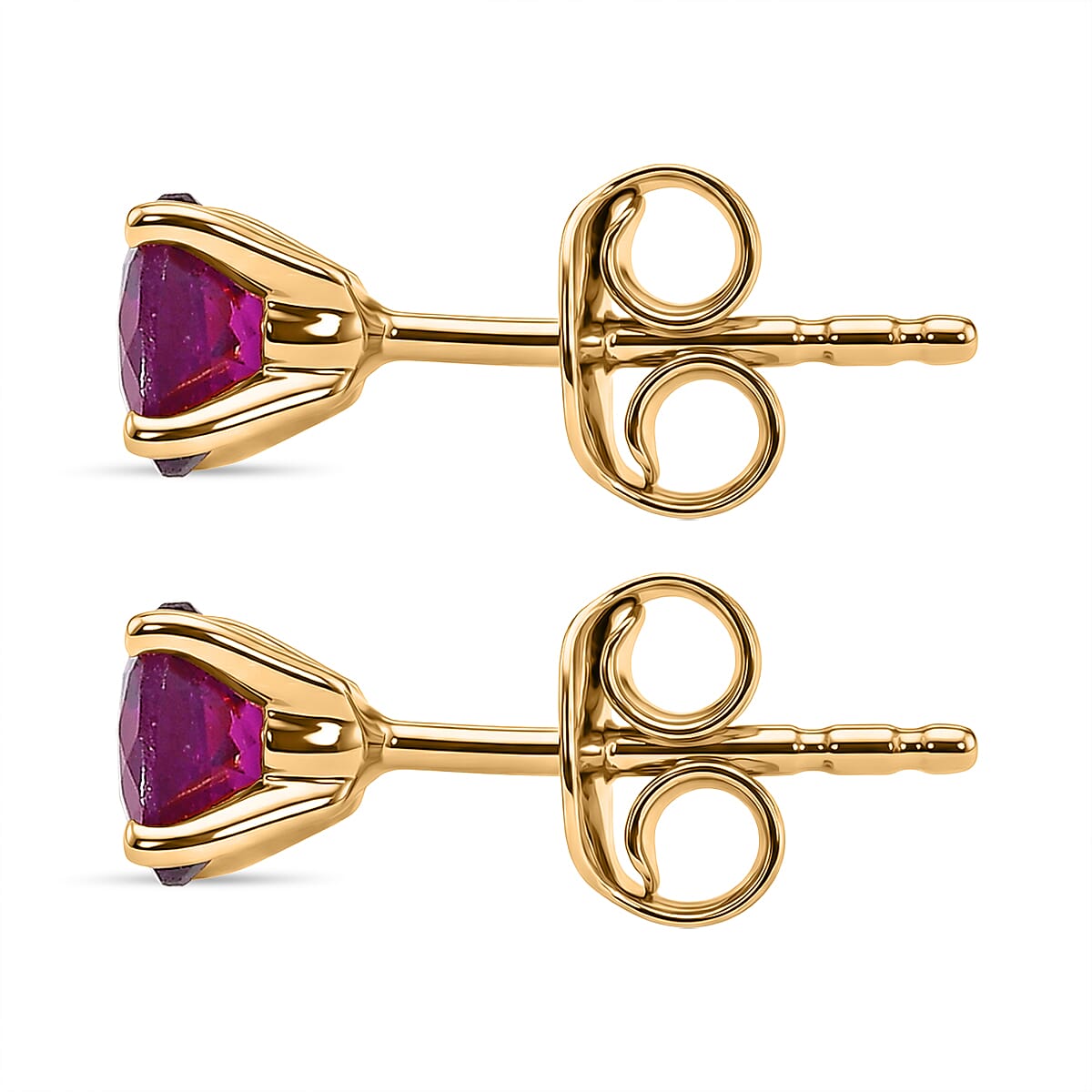 Natural Royal Ember Garnet Solitaire Stud Earring with Push Back in Yellow Gold Plated Sterling Silver 1.31 Ct 8423018 4