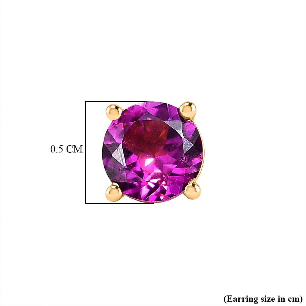 Natural Royal Ember Garnet Solitaire Stud Earring with Push Back in Yellow Gold Plated Sterling Silver 1.31 Ct 8423018 5