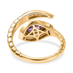 D'Joy Natural Radiant Ember Garnet & White Zircon Snake Ring in Yellow Gold Plated Sterling Silver.