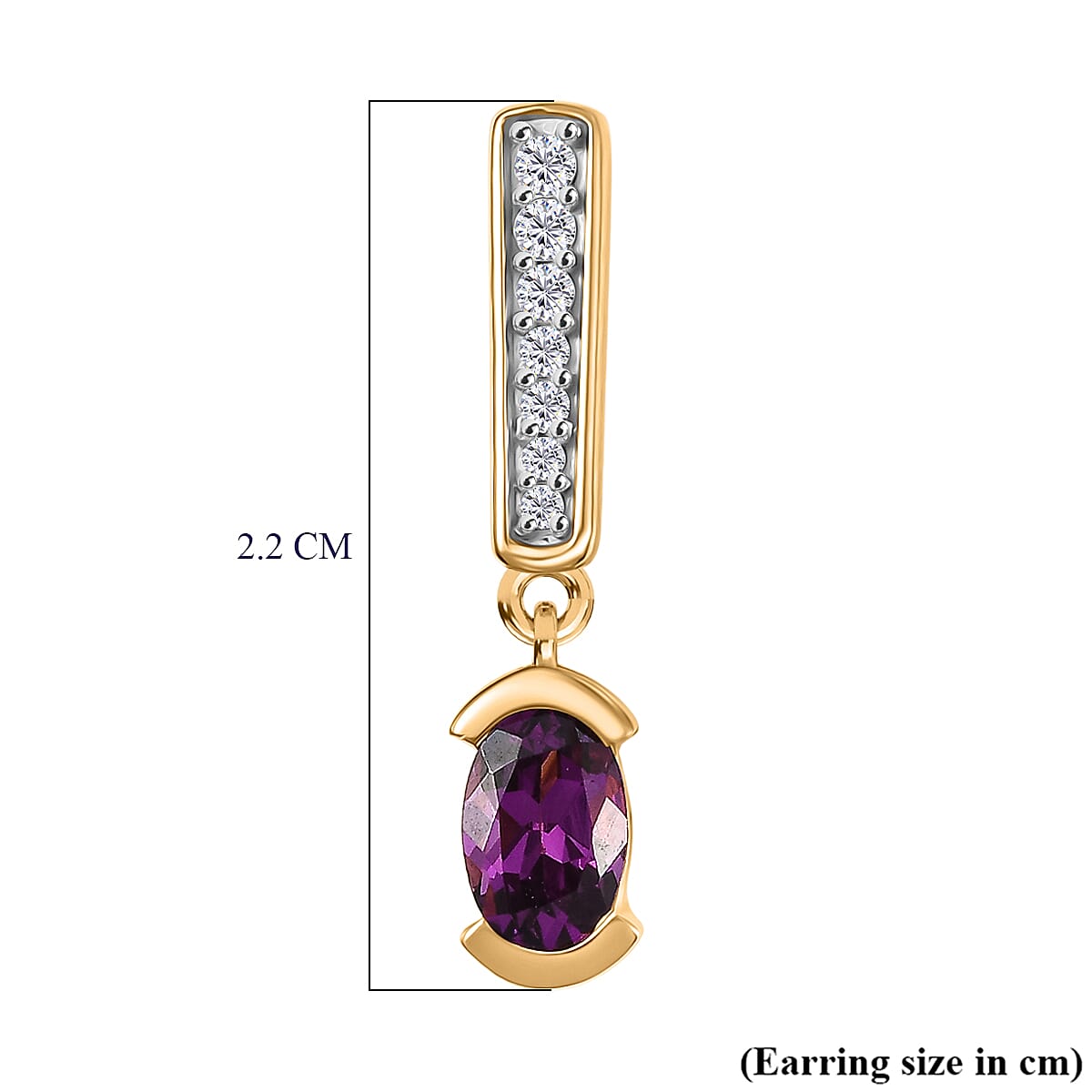 D'Joy Natural Radiant Ember Garnet &amp; White Zircon Dangling Push Back Earring in Yellow Gold Plated Sterling Silver 1.40 Ct. 8426227 6