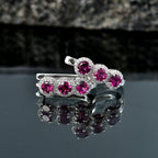 D'Joy - Natural Radiant Ember Garnet & White Zircon J Hoop Earring with Clasp in Rhodium Overlay Sterling Silver 2.68 Ct.
