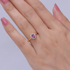 D'Joy - Natural Radiant Ember Garnet & White Zircon Halo Ring in Yellow Gold Plated Sterling Silver