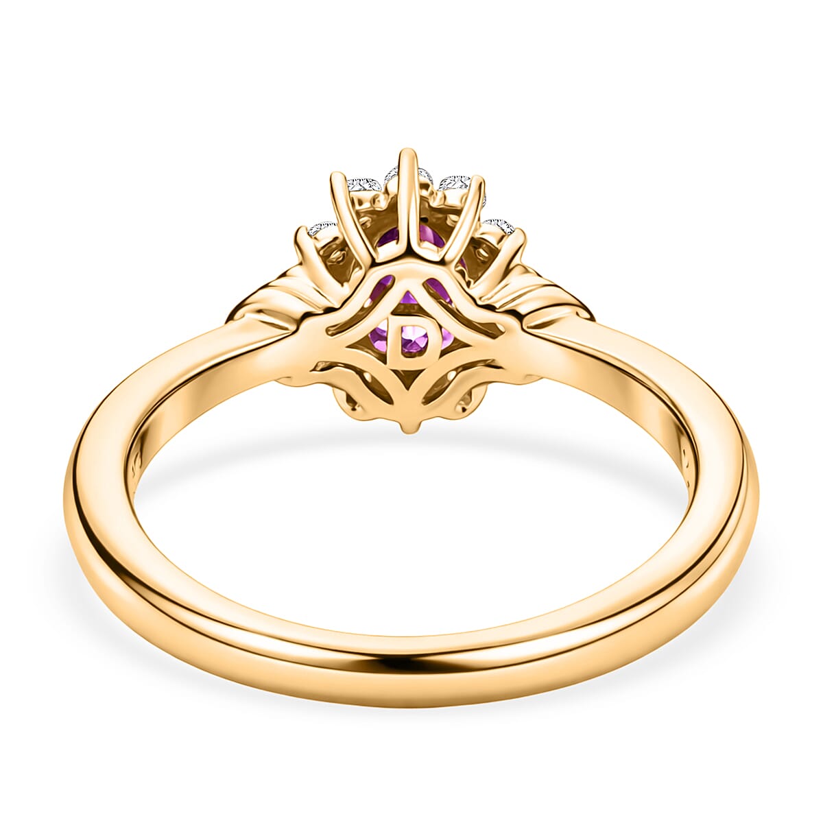 D'Joy - Natural Radiant Ember Garnet &amp; White Zircon Halo Ring in Yellow Gold Plated Sterling Silver 8555229 5