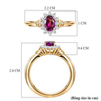 D'Joy - Natural Radiant Ember Garnet & White Zircon Halo Ring in Yellow Gold Plated Sterling Silver
