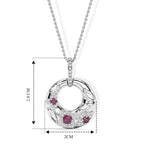 D'Joy - Radiant Ember Garnet & White Zircon Pendant with Chain (Size 20) in Rhodium Overlay Sterling Silver 0.88 Ct.