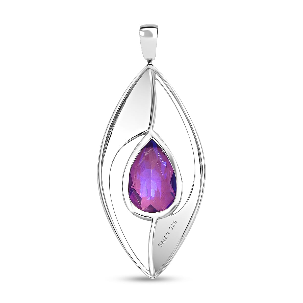 Sajen Silver - Pear Cut Rainbow Lavender Pendant in Rhodium Overlay Sterling Silver 1.00 Ct. 8364240 4