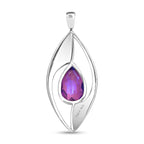 Sajen Silver - Pear Cut Rainbow Lavender Pendant in Rhodium Overlay Sterling Silver 1.00 Ct.