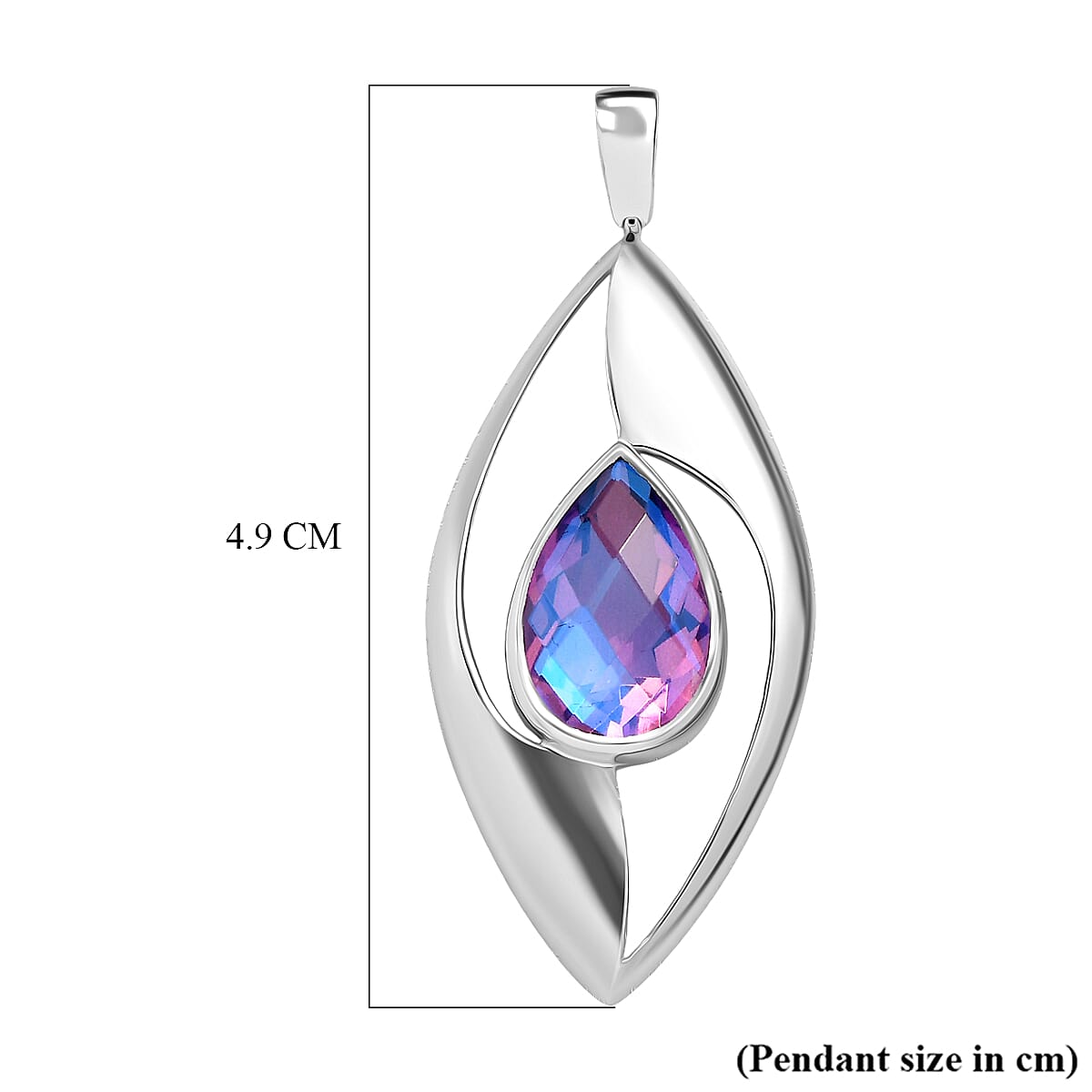 Sajen Silver - Pear Cut Rainbow Lavender Pendant in Rhodium Overlay Sterling Silver 1.00 Ct. 8364240 5