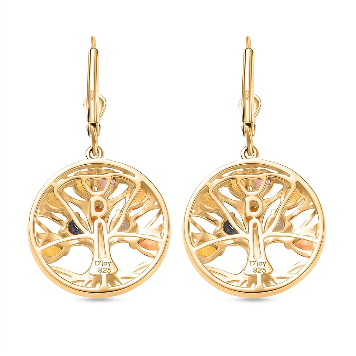 Rainbow Sapphire Cluster Earring with Lever Back in Yellow Gold Plated Sterling Silver 3.52 Ct, Silver Wt. 5.58 Gms. 8251990 5