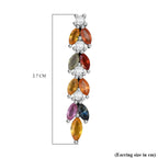 Rainbow Sapphire & Multi Gemstones Dangling Earring with Push Back in Rhodium Overlay Sterling Silver 2.40 Ct.