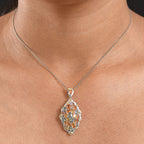 Rainbow Sapphire Pendant in 18K Vermeil Yellow Gold Plated & Rhodium Overlay Sterling Silver 6.12 Ct, Silver Wt. 6.33 Gms.