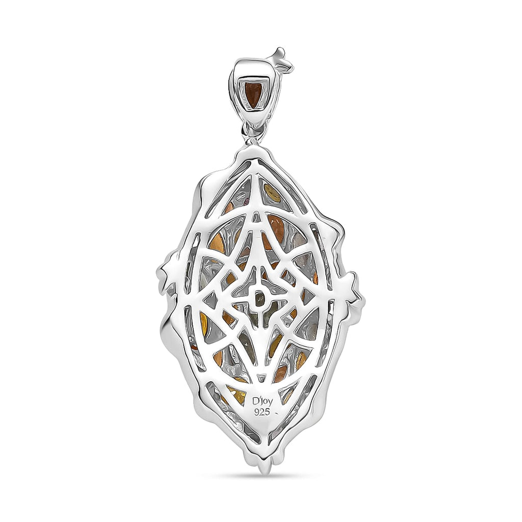 Rainbow Sapphire Pendant in 18K Vermeil Yellow Gold Plated & Rhodium Overlay Sterling Silver 6.12 Ct, Silver Wt. 6.33 Gms.
