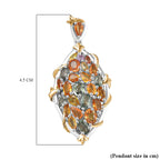 Rainbow Sapphire Pendant in 18K Vermeil Yellow Gold Plated & Rhodium Overlay Sterling Silver 6.12 Ct, Silver Wt. 6.33 Gms.