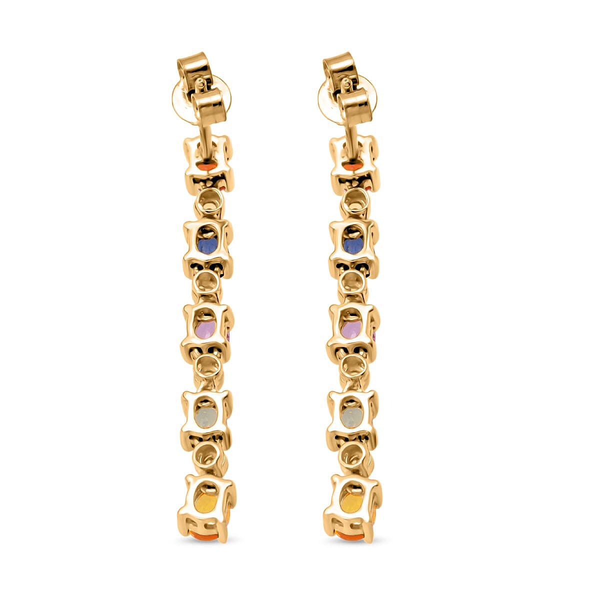 D'joy Rainbow Sapphire &amp; White Zircon Earring with Push Back in Yellow Gold Plated Sterling Silver 2.62 Ct. 8257474 4
