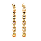 D'joy Rainbow Sapphire & White Zircon Earring with Push Back in Yellow Gold Plated Sterling Silver 2.62 Ct.