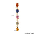 D'joy Rainbow Sapphire & White Zircon Earring with Push Back in Yellow Gold Plated Sterling Silver 2.62 Ct.