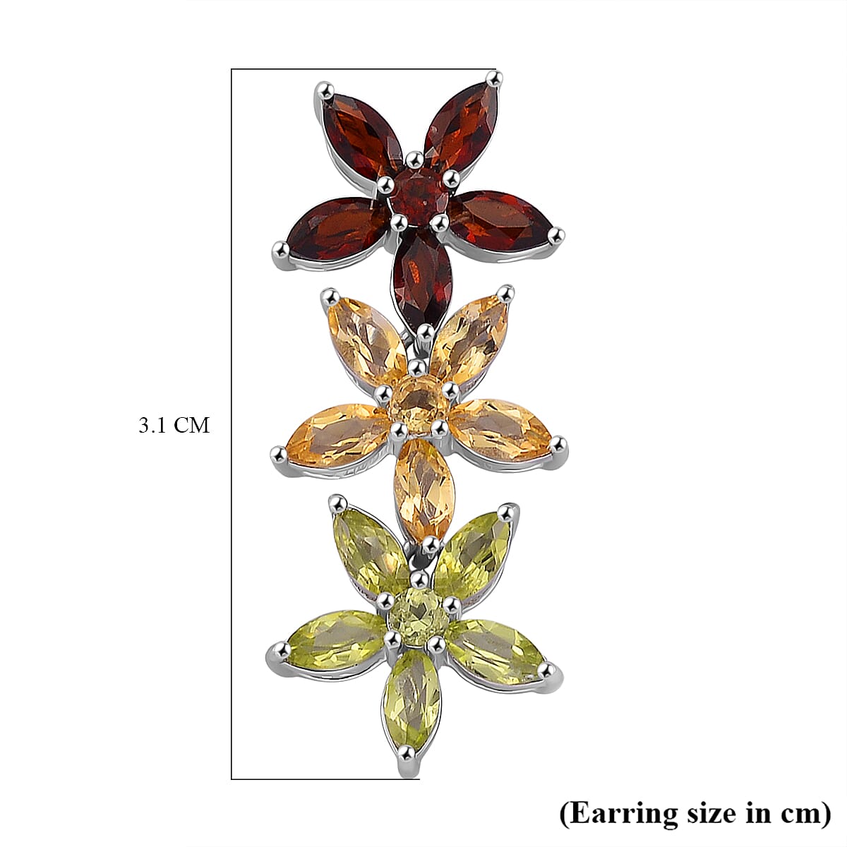 D'Joy Red Garnet Dangling Earring with Push Back in Rhodium Overlay Sterling Silver 4.92 C, Silver Wt. 5.30 Gms. 8309746 6