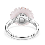 D'Joy Red Garnet, Dyed White Jade & Enhanced Red Jade Floral Cluster Ring in Rhodium Overlay Sterling Silver 9.15 Ct.