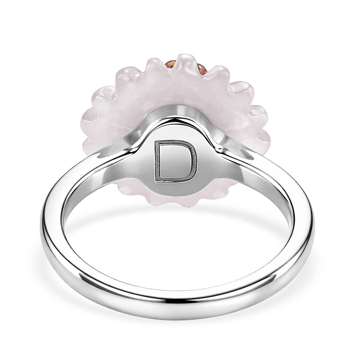 D'Joy Red Garnet, Dyed White Jade &amp; Enhanced Red Jade Floral Cluster Ring in Rhodium Overlay Sterling Silver 9.15 Ct. 8422430 5