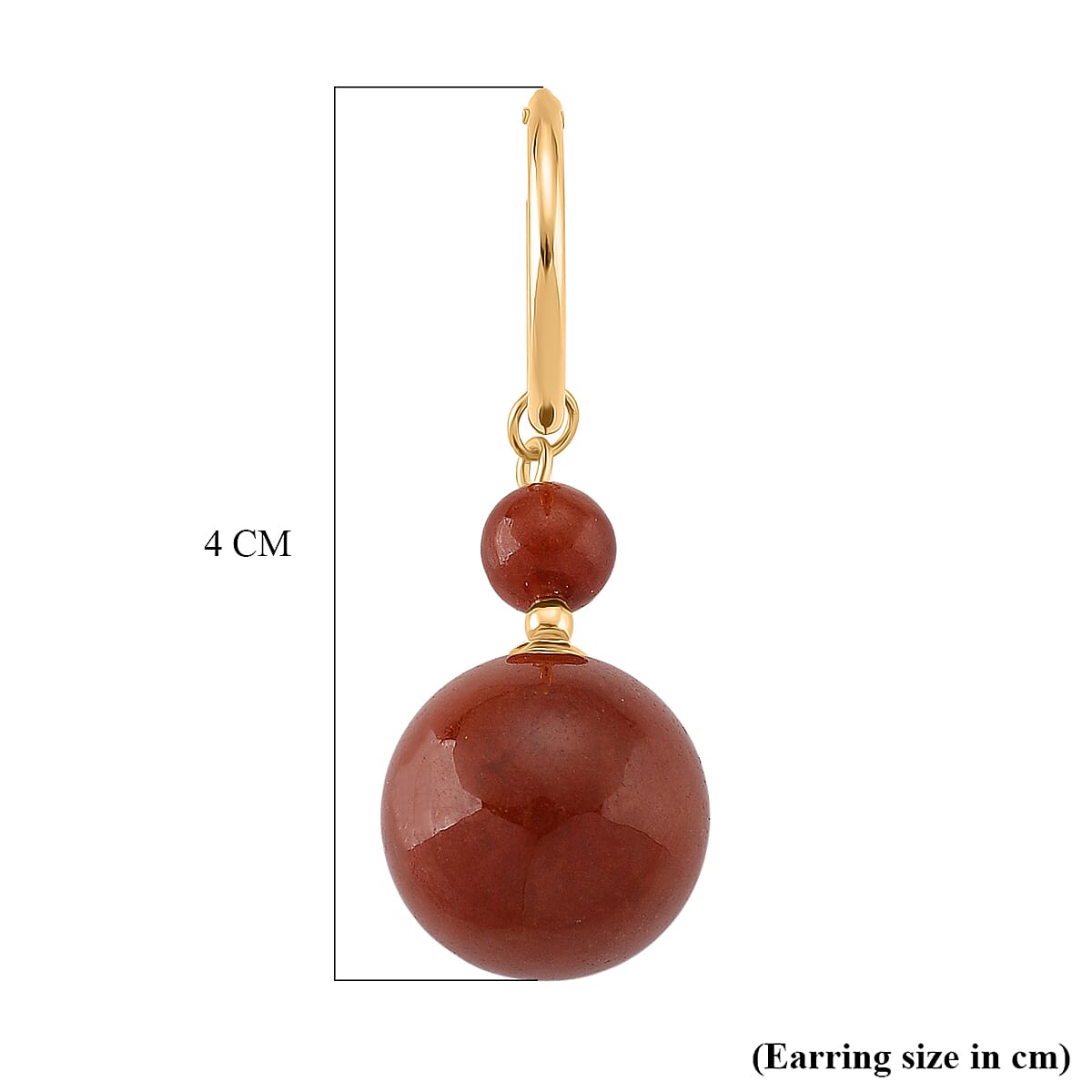 D'Joy Red Jade Beads Hoop Drop Earring in Yellow Gold Plated Sterling Silver 30.00 Ct. 8480365 5