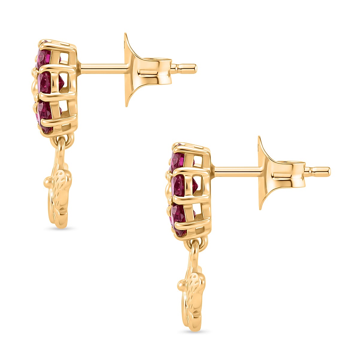 D'Joy Orissa Natural Rhodolite Garnet Dangling Earring in Yellow Gold Plated Sterling Silver 1.60 Ct. 8412033 4