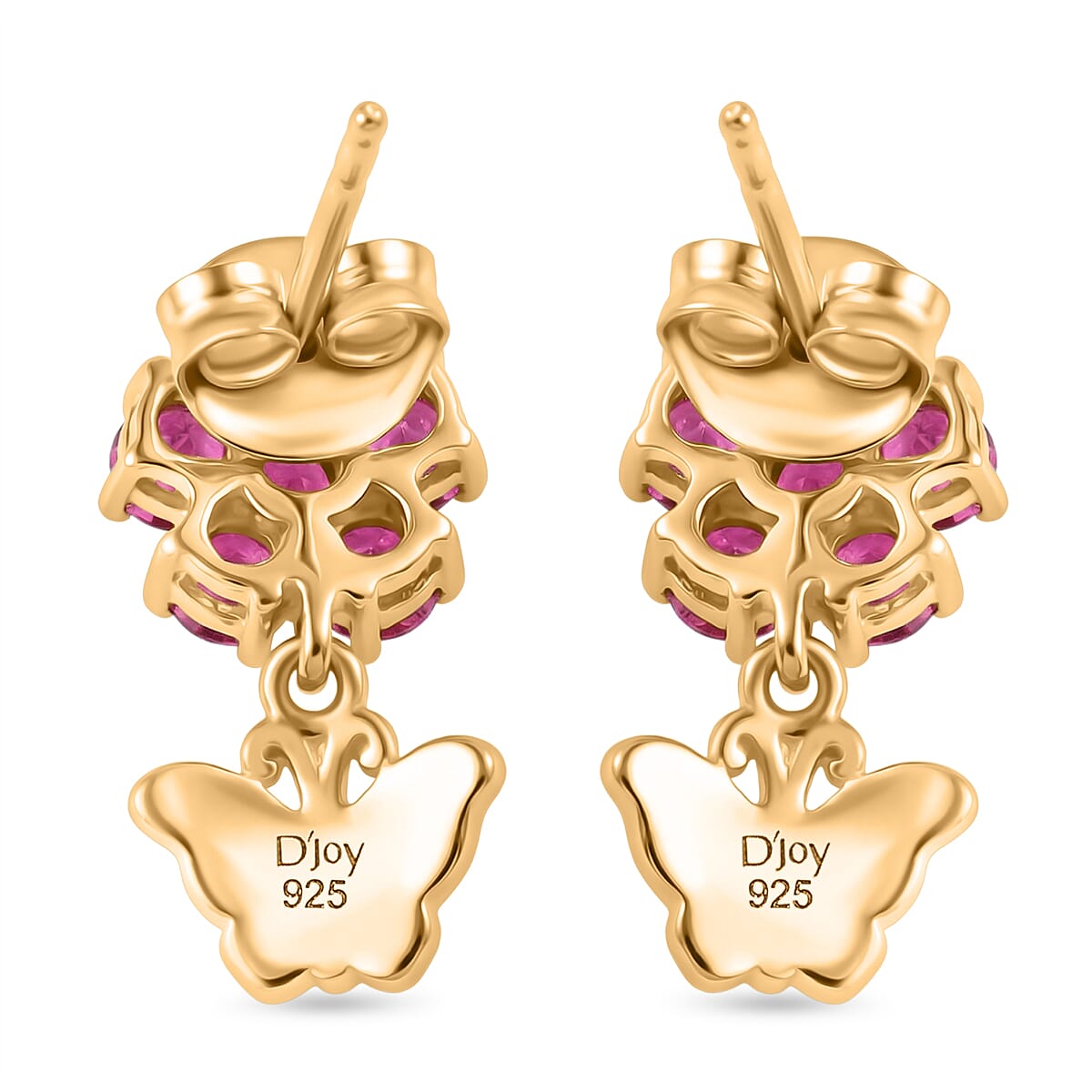 D'Joy Orissa Natural Rhodolite Garnet Dangling Earring in Yellow Gold Plated Sterling Silver 1.60 Ct. 8412033 5