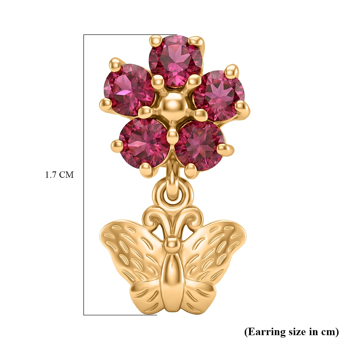 D'Joy Orissa Natural Rhodolite Garnet Dangling Earring in Yellow Gold Plated Sterling Silver 1.60 Ct. 8412033 6