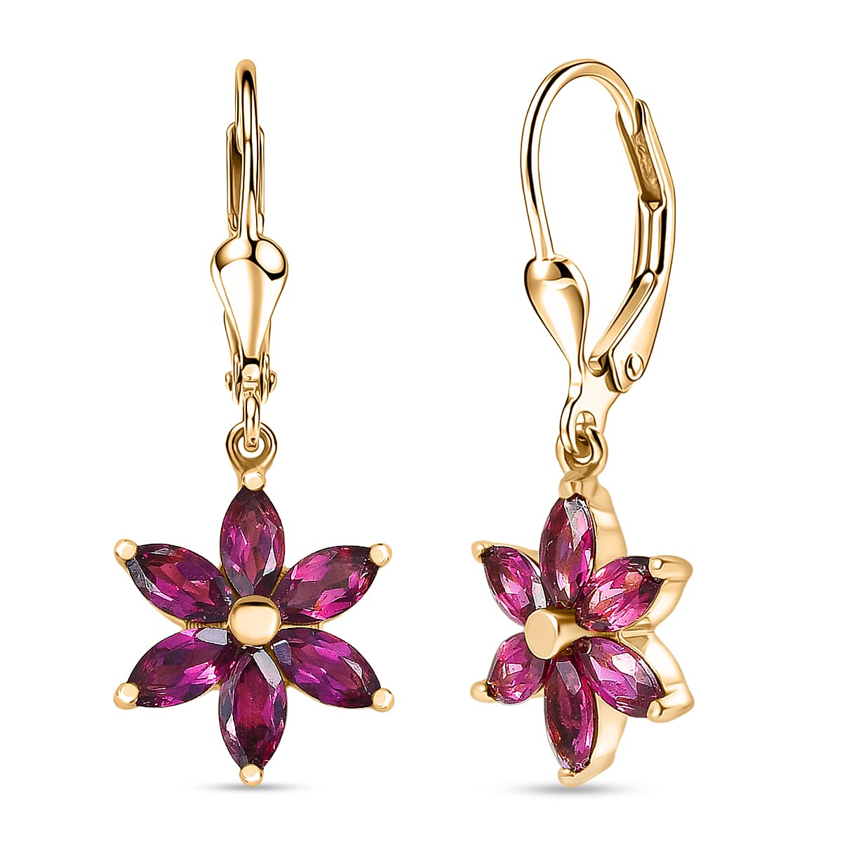 D'Joy Orissa Natural Rhodolite Garnet Dangling Earring in Yellow Gold Plated Sterling Silver 3.66 Ct. 8412200 0