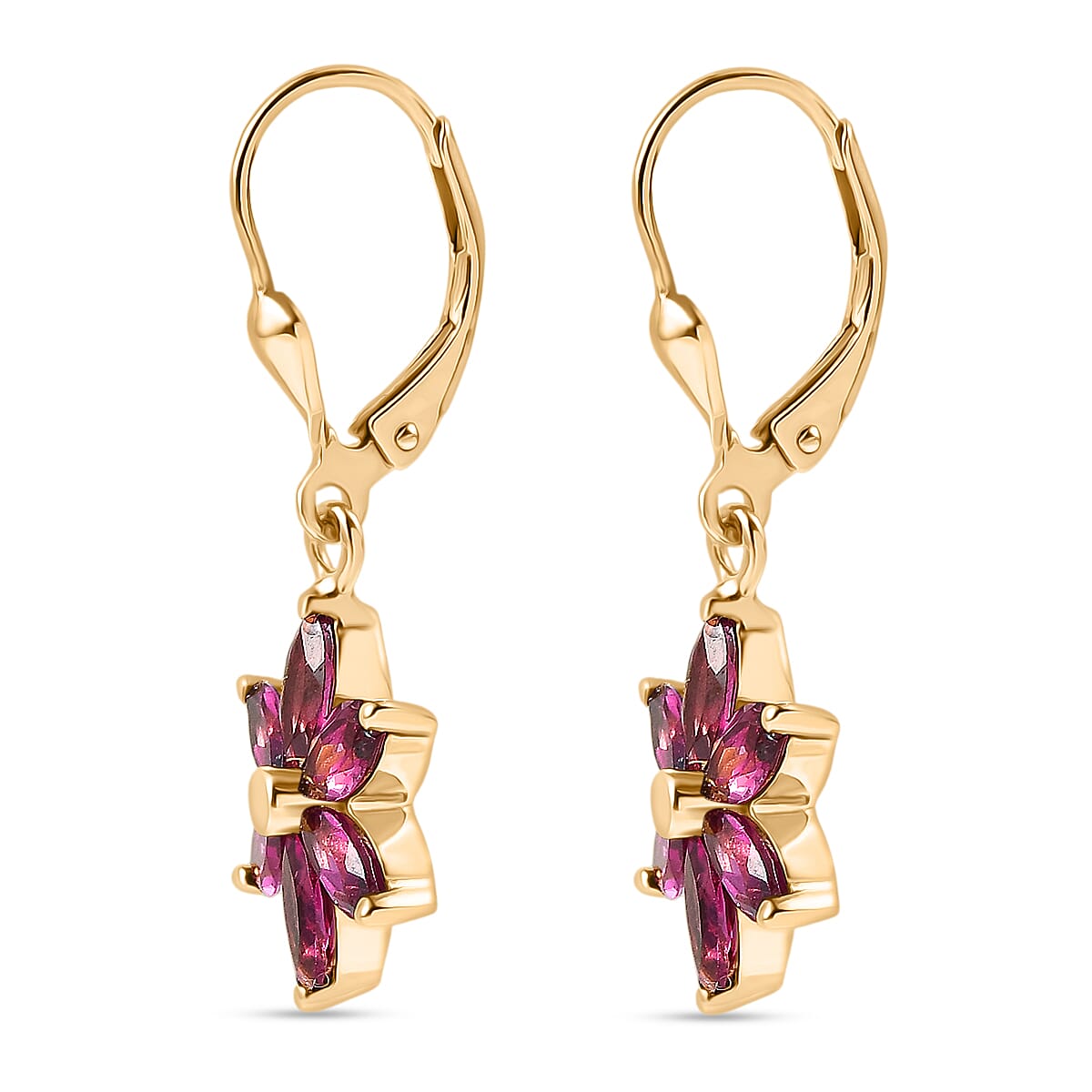 D'Joy Orissa Natural Rhodolite Garnet Dangling Earring in Yellow Gold Plated Sterling Silver 3.66 Ct. 8412200 4