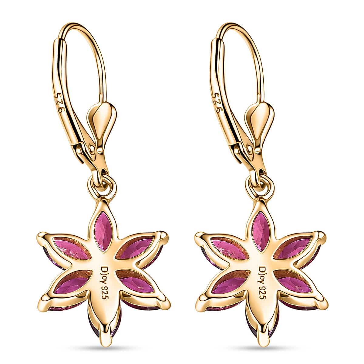 D'Joy Orissa Natural Rhodolite Garnet Dangling Earring in Yellow Gold Plated Sterling Silver 3.66 Ct. 8412200 5