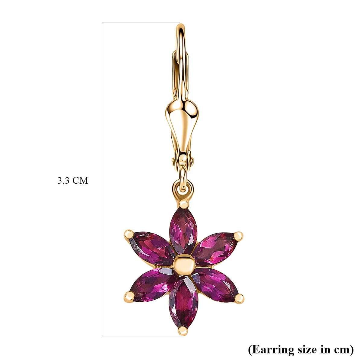 D'Joy Orissa Natural Rhodolite Garnet Dangling Earring in Yellow Gold Plated Sterling Silver 3.66 Ct. 8412200 6