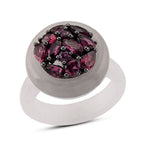 D'Joy Rhodolite Garnet and  Natural Jade Ring in Rhodium Overlay Sterling Silver 20.99 Ct.