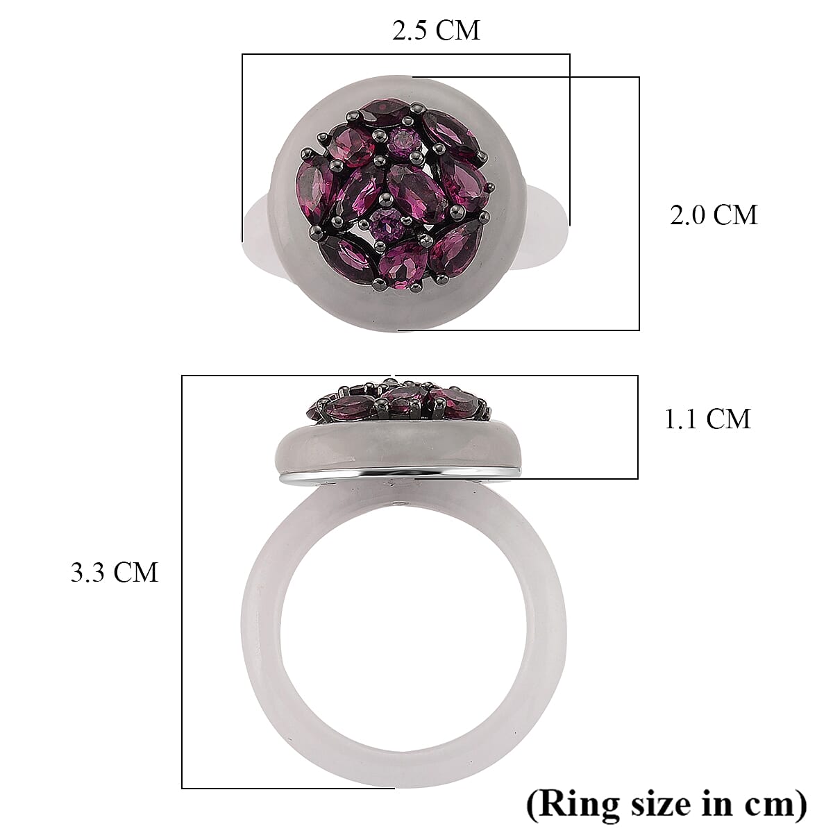 D'Joy Rhodolite Garnet and  Natural Jade Ring in Rhodium Overlay Sterling Silver 20.99 Ct. 8431014 6
