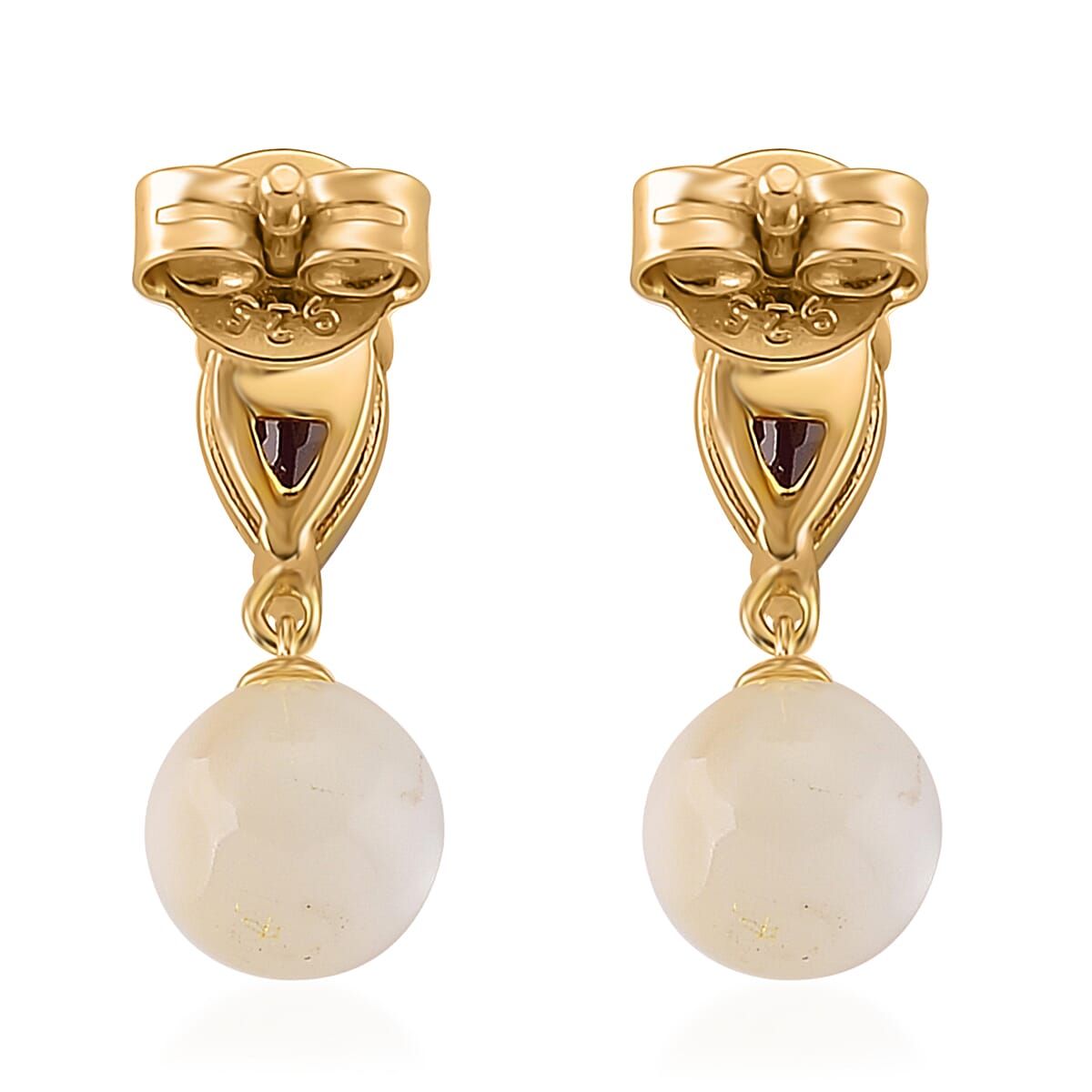 D'Joy Rhodolite Garnet &amp; Mother Of Pearl Drop Earring with Push Back in Yellow Gold Plated Sterling Silver 8422427 5