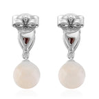 D'Joy Rhodolite Garnet & Mother Of Pearl Push Back Earring in Rhodium Overlay Sterling Silver