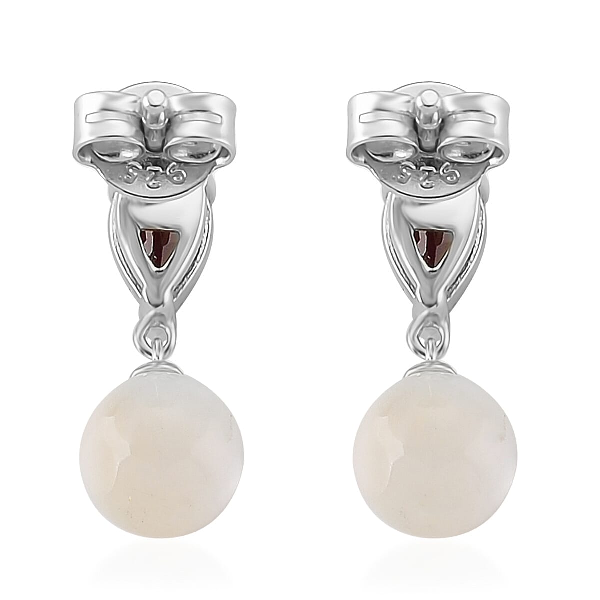 D'Joy Rhodolite Garnet &amp; Mother Of Pearl Push Back Earring in Rhodium Overlay Sterling Silver 8422424 5