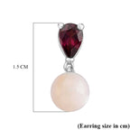 D'Joy Rhodolite Garnet & Mother Of Pearl Push Back Earring in Rhodium Overlay Sterling Silver