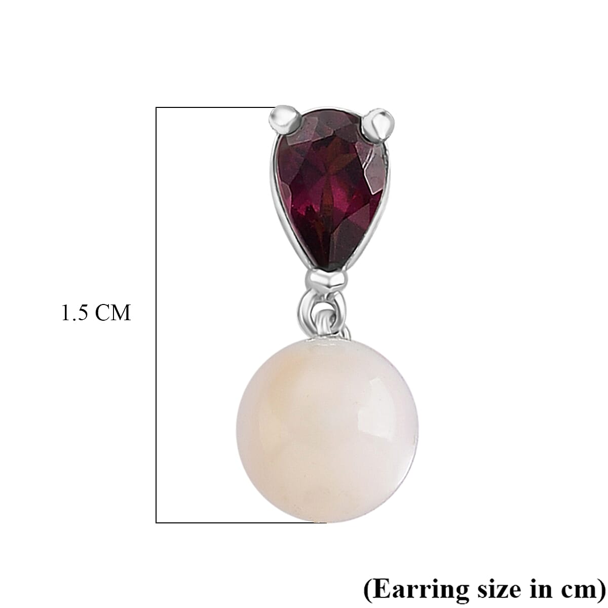 D'Joy Rhodolite Garnet &amp; Mother Of Pearl Push Back Earring in Rhodium Overlay Sterling Silver 8422424 6