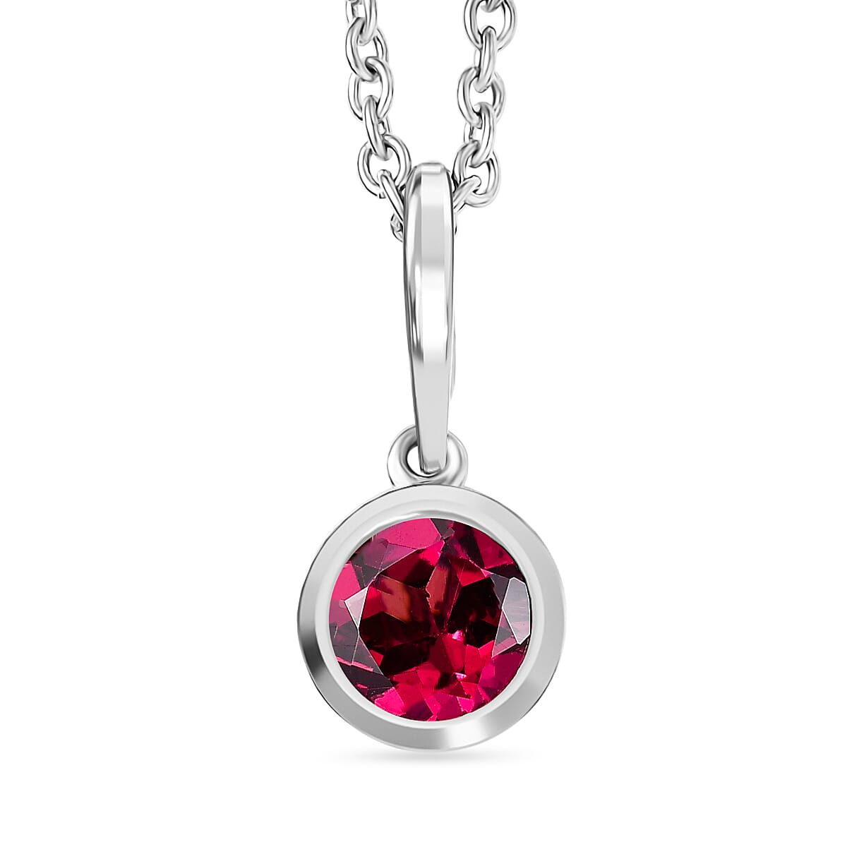 D'Joy Rhodolite Garnet Pendant with Chain (Size 20) in White Tone 1.15 Ct. 4459010 0