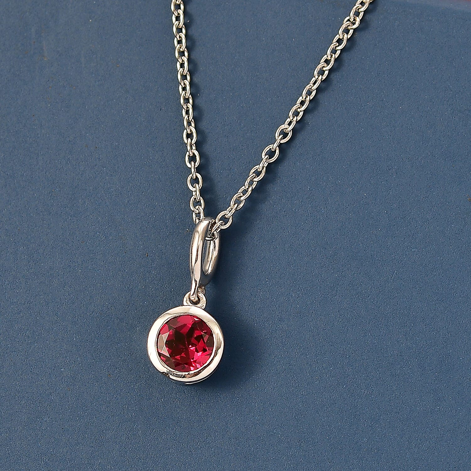 D'Joy Rhodolite Garnet Pendant with Chain (Size 20) in White Tone 1.15 Ct. 4459010 3