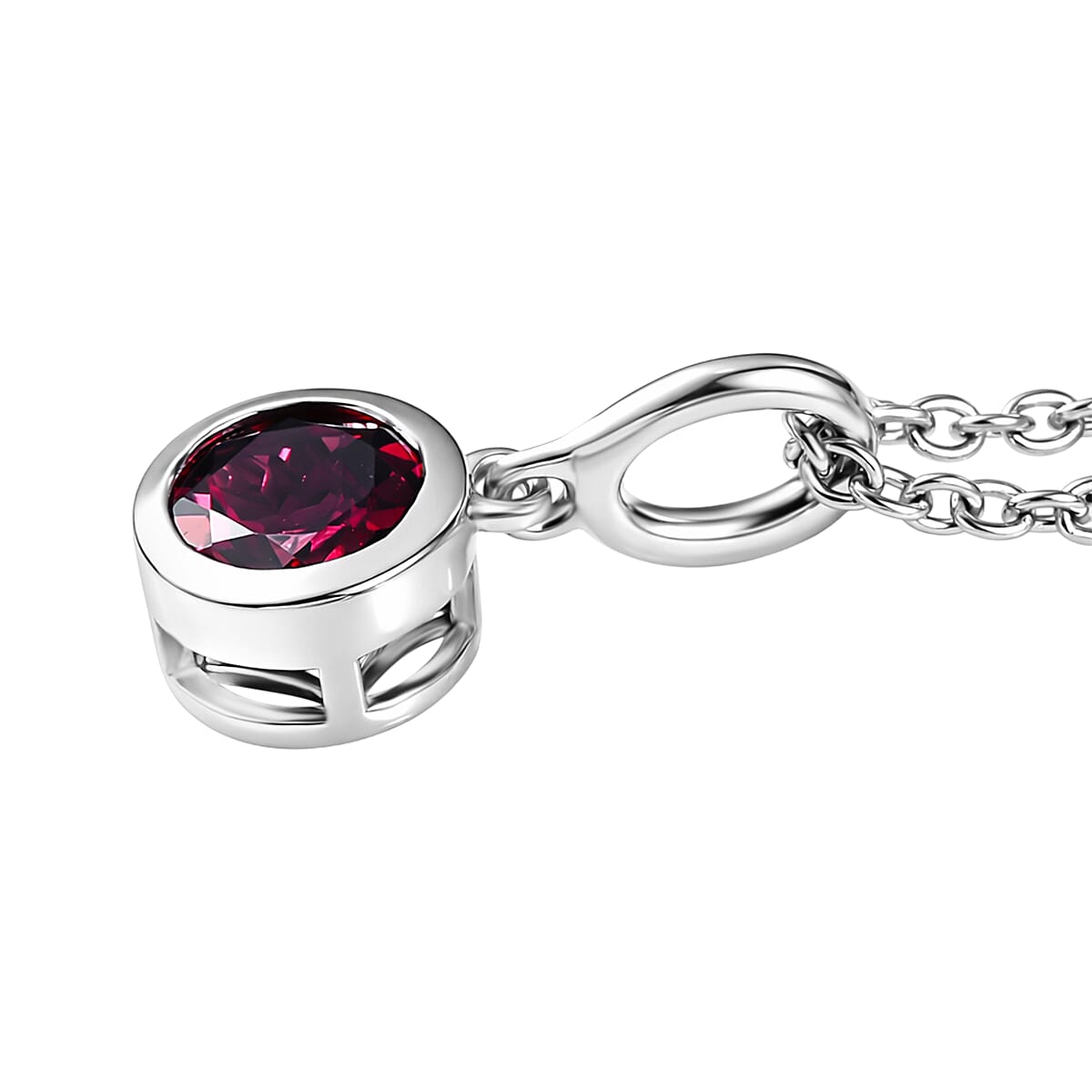 D'Joy Rhodolite Garnet Pendant with Chain (Size 20) in White Tone 1.15 Ct. 4459010 4