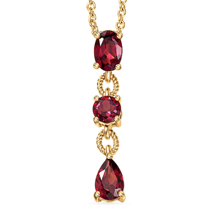D'Joy Rhodolite Garnet Pendant with Chain (Size 20) in Yellow Gold Tone 1.40 Ct. 4459318 1
